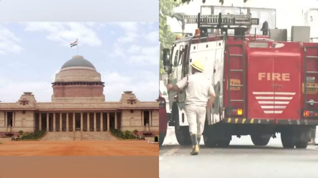 Delhi: Fire breaks out in a building near Rashtrapati Bhavan; several fire tenders present at the spot.